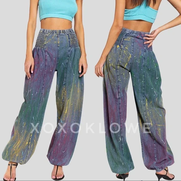 POL Rainbow Festival Harem Jogger Denim Jeans - Picture 10 of 15